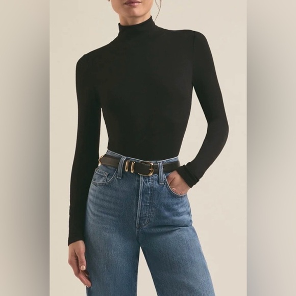 Favorite Daughter Tops - Favorite Daughter The Ribbed Long Sleeve Turtleneck Black Size Small